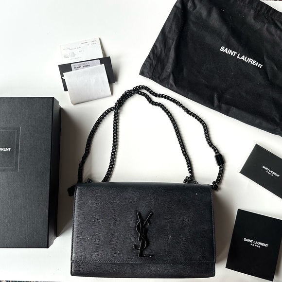 YSL Kate Medium Grain de Poudre Chain Bag, Black Hardware (100% authentic) - Picture 7 of 8